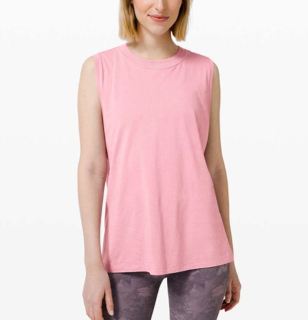 Lululemon All Yours Boyfriend Tank Pink Taupe Pima Cotton Lyocell Stretch Size 4